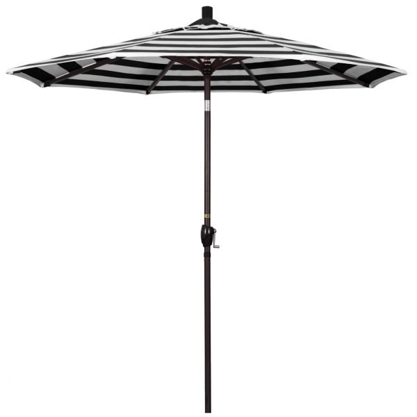 California Umbrella Pacific Trail Series 7.5 Ft Octagonal Aluminum Push Button Tilt Patio Umbrella W/ Crank Lift -  Bronze Frame / Sunbrella Cabana Classic Canopy