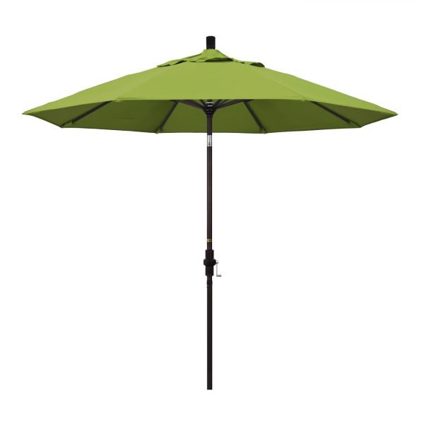 California Umbrella 9 Ft. Octagonal Aluminum Collar Tilt Patio Umbrella W/ Crank Lift & Aluminum Ribs - Bronze Frame / Sunbrella Canvas Macaw Canopy
