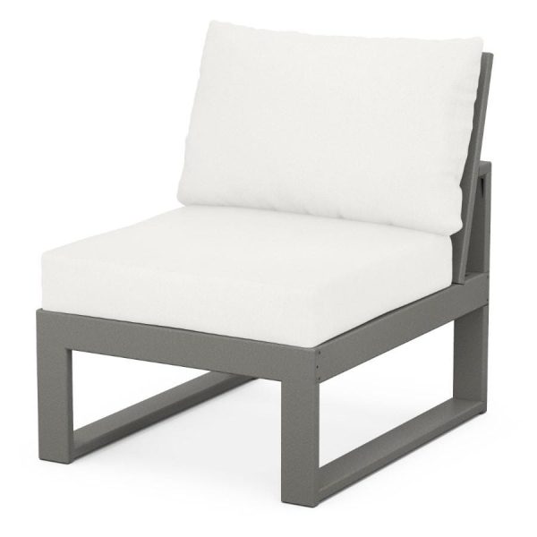 EDGE Recycled Plastic Sectional Armless Club Chair in Slate Gray/Natural Linen by POLYWOOD