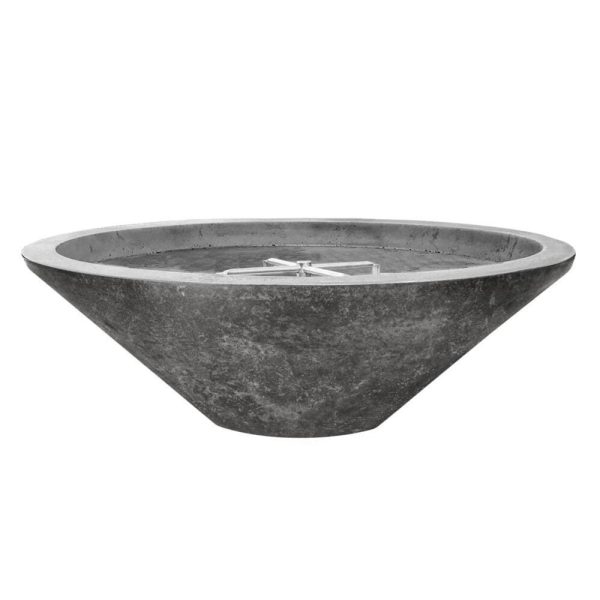 Ironwood Pedestal 31 Inch Round GFRC Natural Gas Fire Bowl in Pewter by Lakeview Outdoor Designs