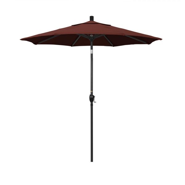 California Umbrella 7.5 Ft. Octagonal Aluminum Push Button Tilt Patio Umbrella W/ Crank Lift & Aluminum Ribs - Stone Black Frame / Sunbrella Canvas Henna Canopy