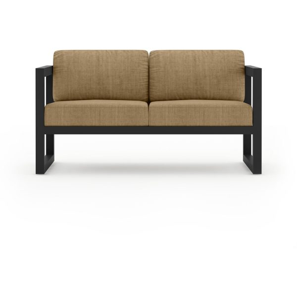 Misty Cove 2 Person Aluminum Loveseat in Black/Cast Silver by Lakeview Outdoor Designs