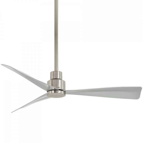 Minka-Aire Simple 44-Inch 3-Blade Ceiling Fan in Brushed Nickel Wet Finish W/ Silver Blades - F786-BNW
