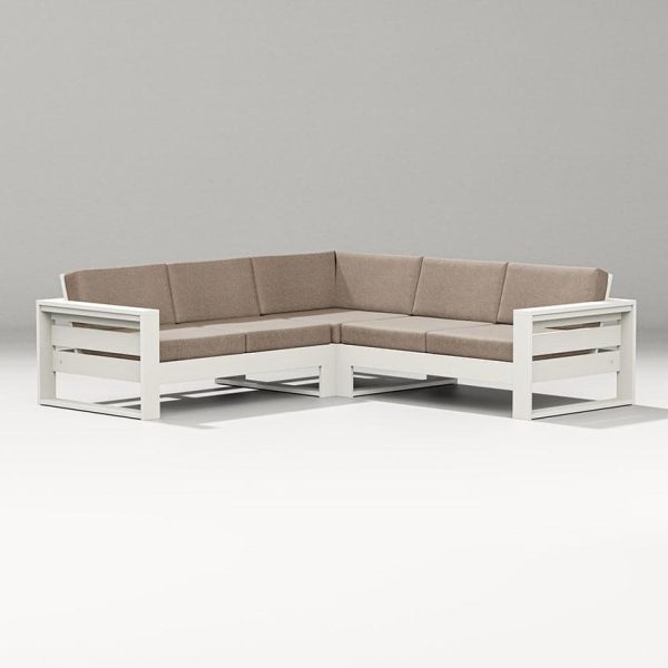 Latitude 4 Person Sectional Sofa in Vintage White/Spiced Burlap By PW Designer Series