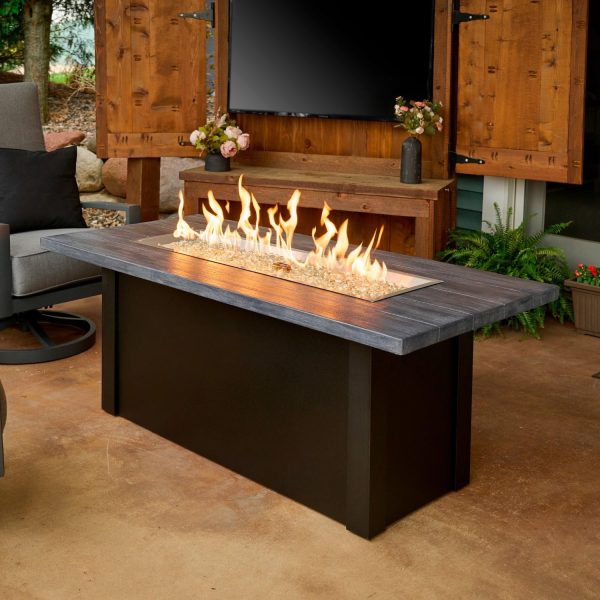 Havenwood 62 Inch Rectangular Powder Coated Steel Propane Fire Pit Table in Gray by The Outdoor GreatRoom Company