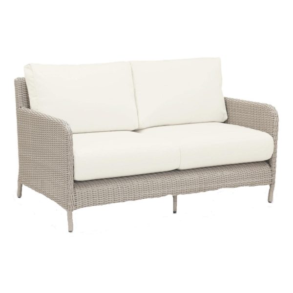 Manhattan Wicker Loveseat in Dove Gray/Linen Canvas by Sunset West