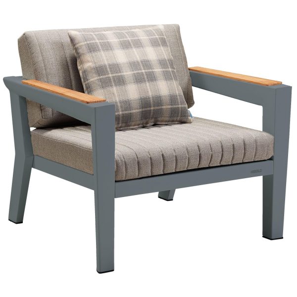 Champion 2 Pc Aluminum Club Chair in Gray/Action Stone by HIGOLD