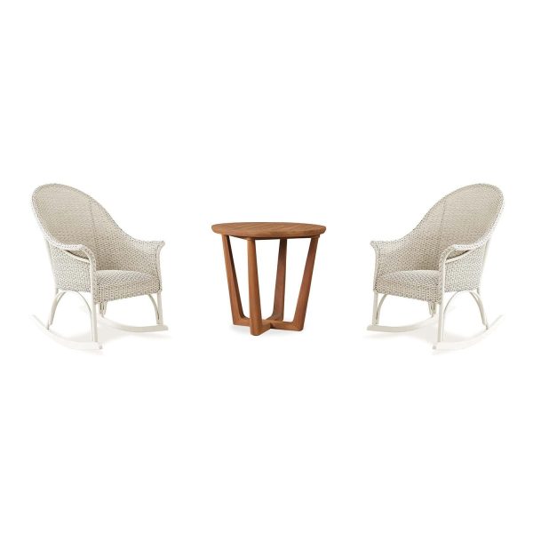 Timeless View 3 Pc Wicker Seating Set w/ Rocking Chairs in Ivory by Lakeview Outdoor Designs
