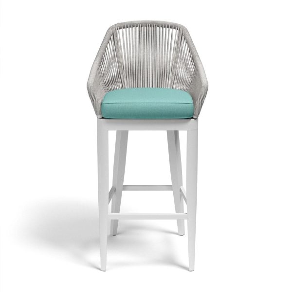 Miami Olefin Rope & Aluminum Bar Stool in Dupione Celeste w/ Self Welt By Sunset West
