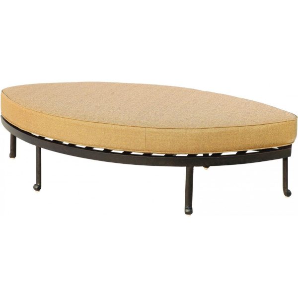 Santa Anita Cast Aluminum Leaf Shape Ottoman in Antique Bronze/Sesame Sunbrella by Darlee