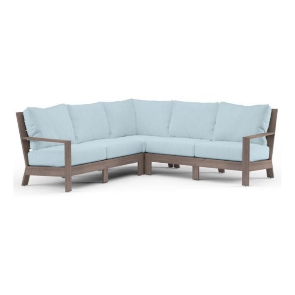 Laguna 5 Person Aluminum Sectional Sofa in Driftwood/Canvas Skyline by Sunset West