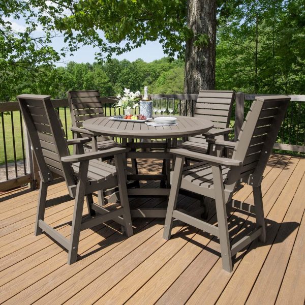 Elm Pointe 5 Pc Recycled Plastic Counter Height Dining Set in Woodland Brown by Lakeview Outdoor Designs