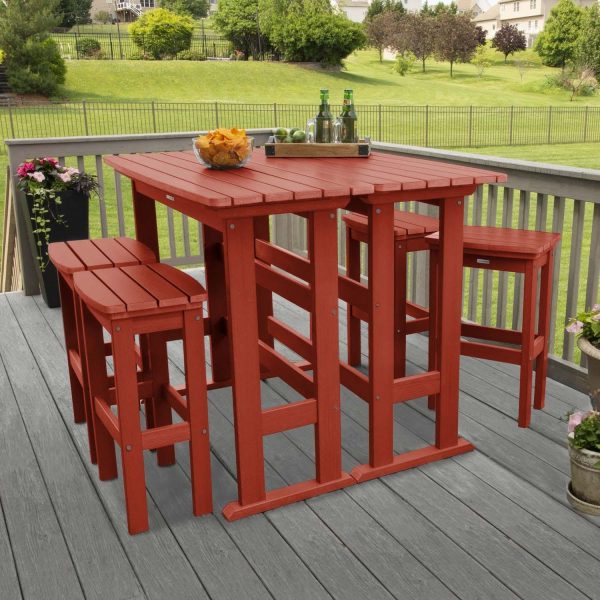 Hart Lane 6 Pc Recycled Plastic Bar Height Dining Set in Rustic Red by Lakeview Outdoor Designs