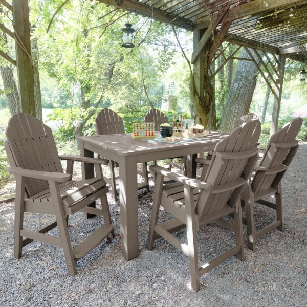 Dream Bay 7 Pc Recycled Plastic Rectangular Counter Height Dining Set in Woodland Brown by Lakeview Outdoor Designs