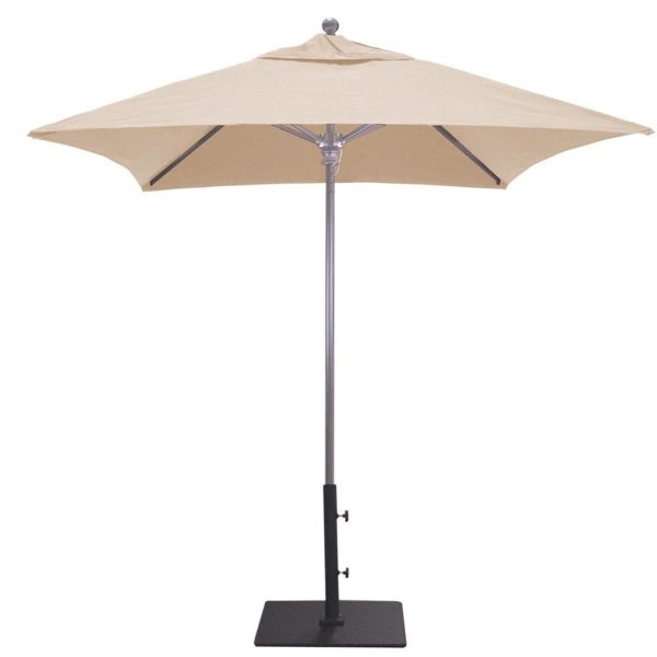 Galtech 6 X 6 Ft. Square Aluminum Patio Market Umbrella W/ Push Lift - Silver Frame W/ Sunbrella Canvas Antique Beige Canopy