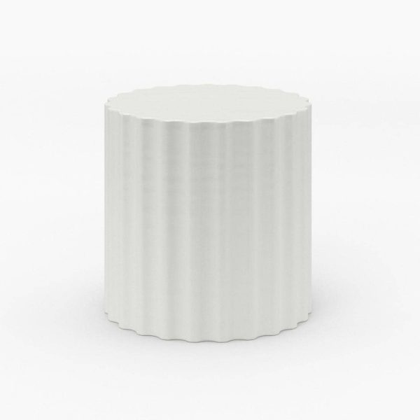 Bazaar 20 Inch Round Fiber Concrete End Table in Bone by Sunset West