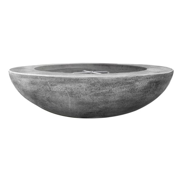Valley Bay 70 Inch Round GFRC Propane Fire Bowl in Pewter by Lakeview Outdoor Designs