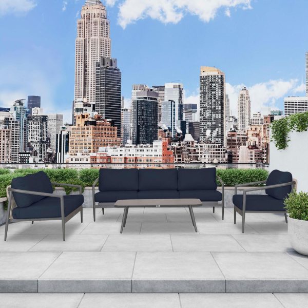 Midnight Cove 4 Pc Aluminum Seating Set w/ Sofa & Loveseat in Slate/Spectrum Indigo by Lakeview Outdoor Designs