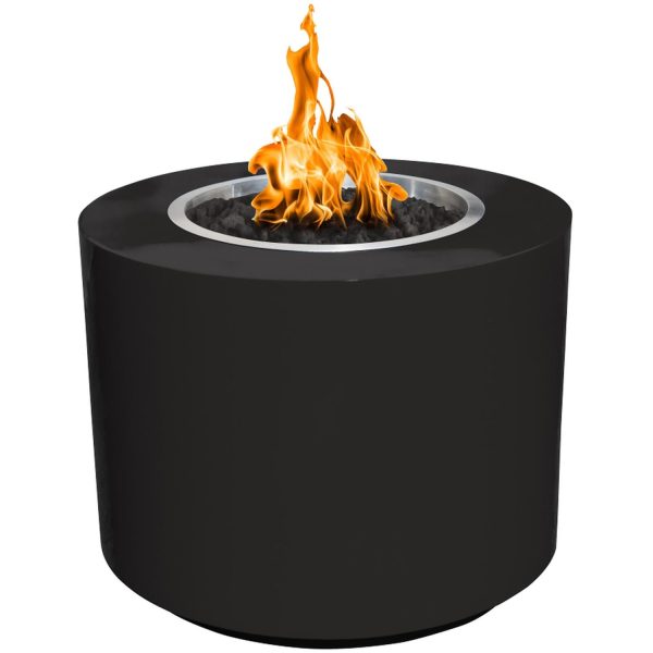 Beverly 30 Inch Round Powder Coated Steel Natural Gas Fire Pit w/ Glow Plug in Black by The Outdoor Plus