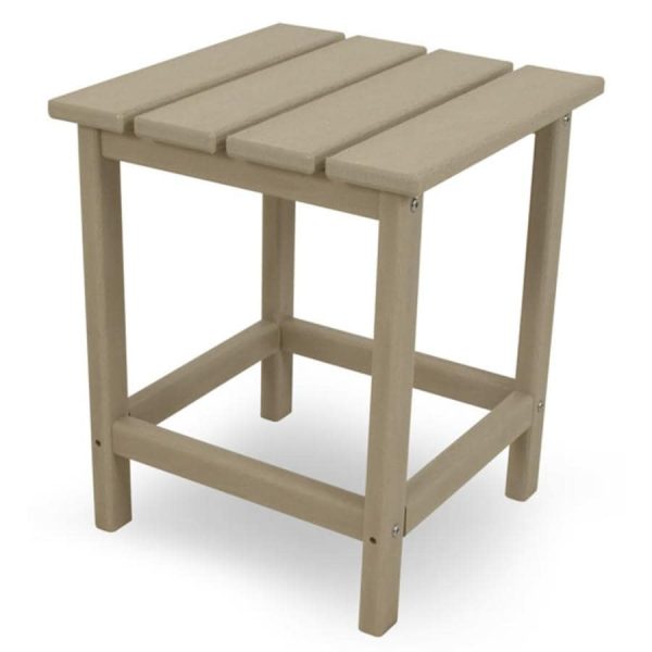 Long Island 15 Inch Square Recycled Plastic End Table in Sand by POLYWOOD