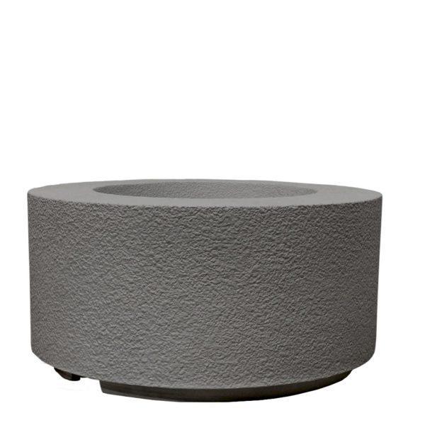 Spylake View 36 Inch Round GFRC Propane Fire Pit in Pewter by Lakeview Outdoor Designs