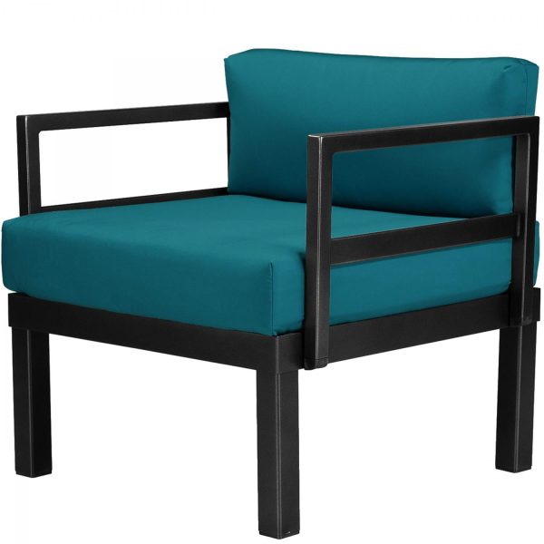 Ashbee Aluminum Club Chair in Textured Black/Peacock by Telescope Casual