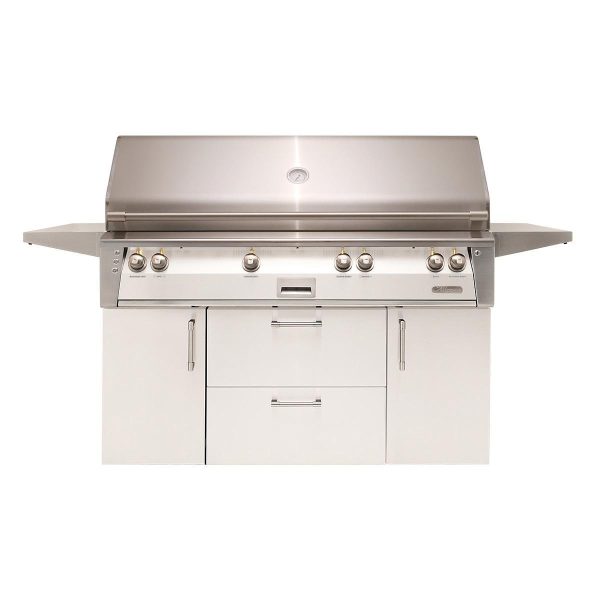 Alfresco ALXE 56-Inch Freestanding Propane All Grill With Sear Zone And Rotisserie in Signal White Gloss - ALXE-56BFGC-LP-S9003