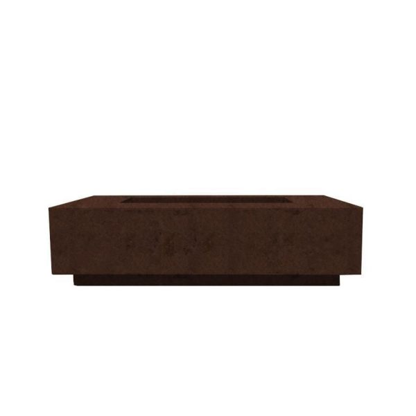 Cascata Bay 8 60 Inch Rectangular GFRC Natural Gas Fire Pit Table in Cafe by Lakeview Outdoor Designs