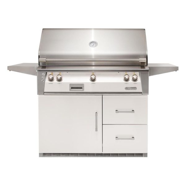 Alfresco ALXE 42-Inch Freestanding Natural Gas Grill On Refrigerated Cart With Rotisserie in Signal White Gloss - ALXE-42RFG-NG-S9003