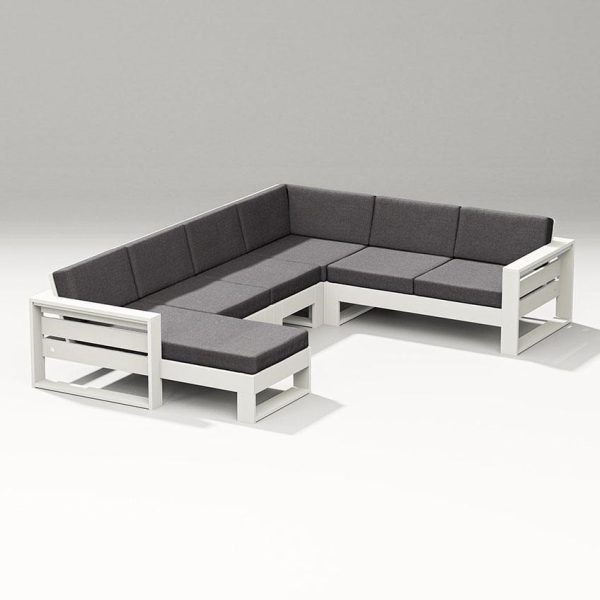 Latitude 5 Person Sectional Sofa in Vintage White/Ash Charcoal By PW Designer Series