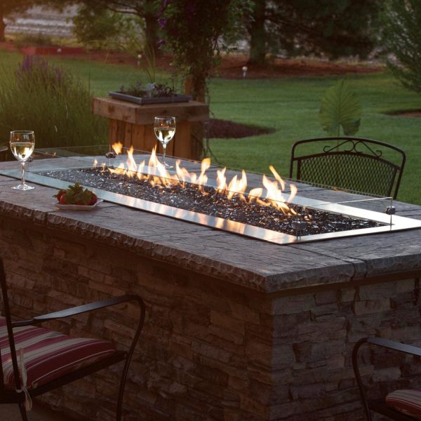 Carol Rose 53 Inch Rectangular Stainless Steel Propane w/ Electronic Ignition Fire Pit in by Empire Comfort Systems