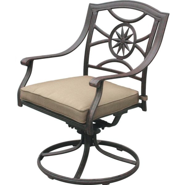 Ten Star Cast Aluminum Swivel Rocker Dining Chair in Antique Bronze/Sesame by Darlee