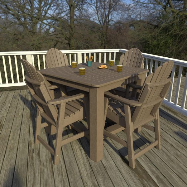 Dream Bay 5 Pc Recycled Plastic Square Counter Height Dining Set in Woodland Brown by Lakeview Outdoor Designs