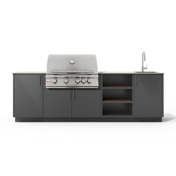 Urban Bonfire Mist 32 Outdoor Kitchen w/ Blaze LTE Natural Gas Grill, Sink, Danae Dekton Countertop & Anthracite Finish - B-Mist-32-Blaze-Danae-Anthracite