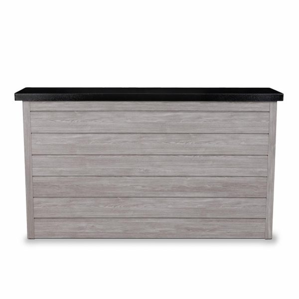 BBQGuys Signature 72 Inch 360 Degree Swivel Outdoor TV Lift Cabinet | Barnboard Gray w/ Black Aluminum