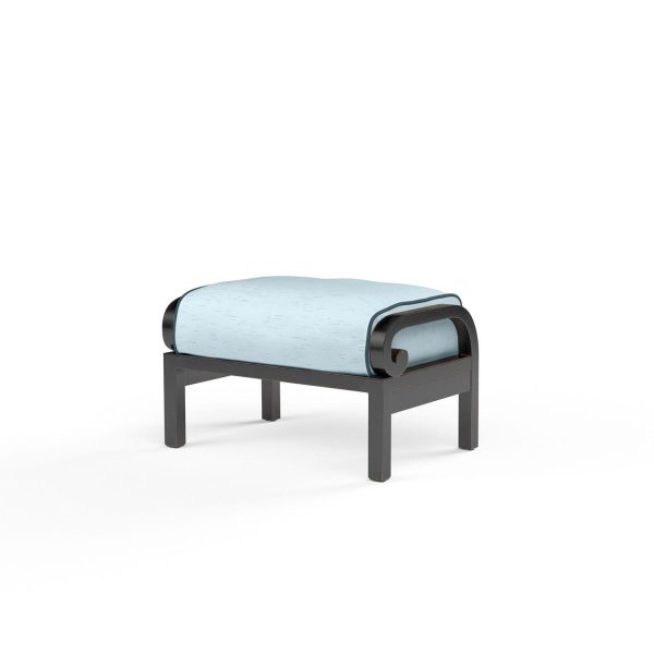 Monterey Aluminum Patio Ottoman in Canvas Skyline w/ Self Welt By Sunset West