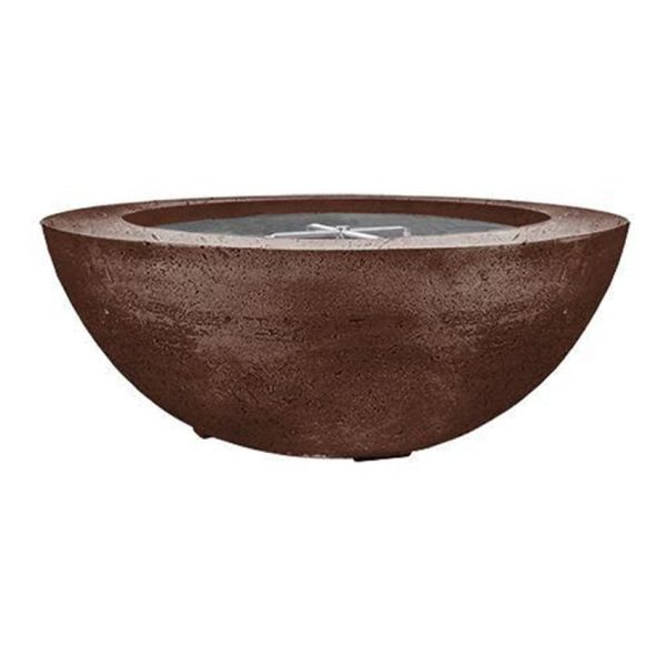 Valley Bay 6 39 Inch Round GFRC Propane Fire Bowl in Cafe by Lakeview Outdoor Designs