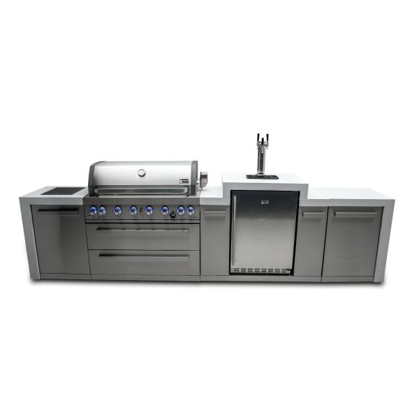 Mont Alpi 12 Ft Propane Outdoor Kitchen Island w/ Side Burner & Kegerator - MAi805-DKEG