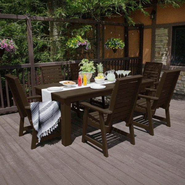 Elm Pointe 7 Pc Recycled Plastic Dining Set in Weathered Acorn by Lakeview Outdoor Designs