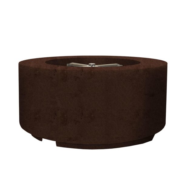 Spylake View 36 Inch Round GFRC Propane Fire Pit Table in Cafe by Lakeview Outdoor Designs