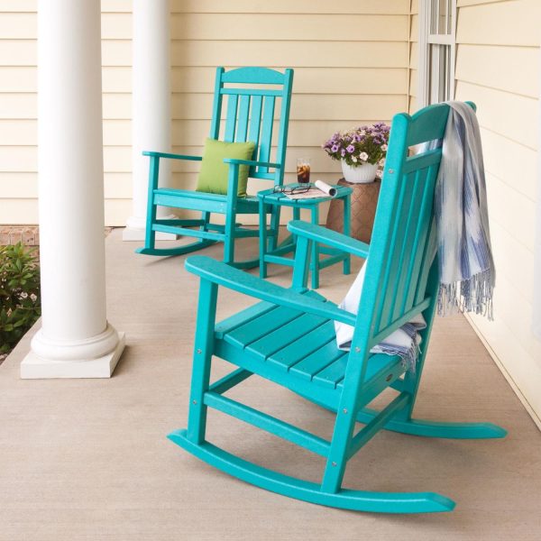 Presidential 3 Pc Recycled Plastic Seating Set w/ South Beach End Table in Aruba by POLYWOOD
