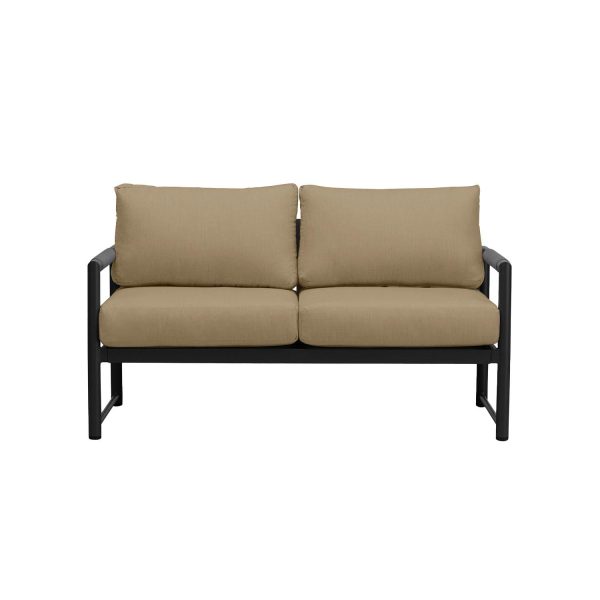 Avenue Bay 2 Person Aluminum Loveseat in Black/Heather Beige by Lakeview Outdoor Designs