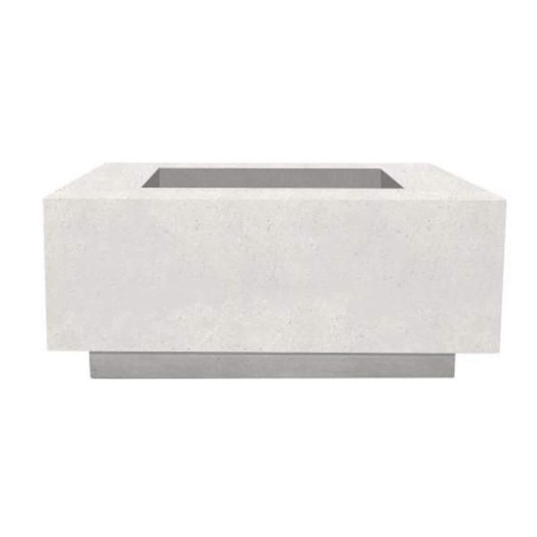 Cascata Bay 42 Inch Square GFRC Natural Gas Fire Pit Table in Ultra White by Lakeview Outdoor Designs