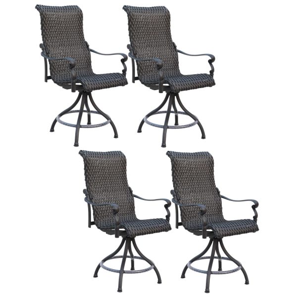 Victoria Resin Wicker 4 Pc Set Swivel Counter Height Bar Stool Set in Espresso/ by Darlee
