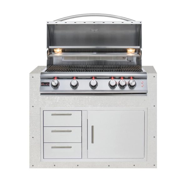 BBQGuys Signature 48-Inch Ready for Finish Outdoor Kitchen Module w/ Blaze LTE 40-Inch Propane Grill & Triple Drawer & Door Combo