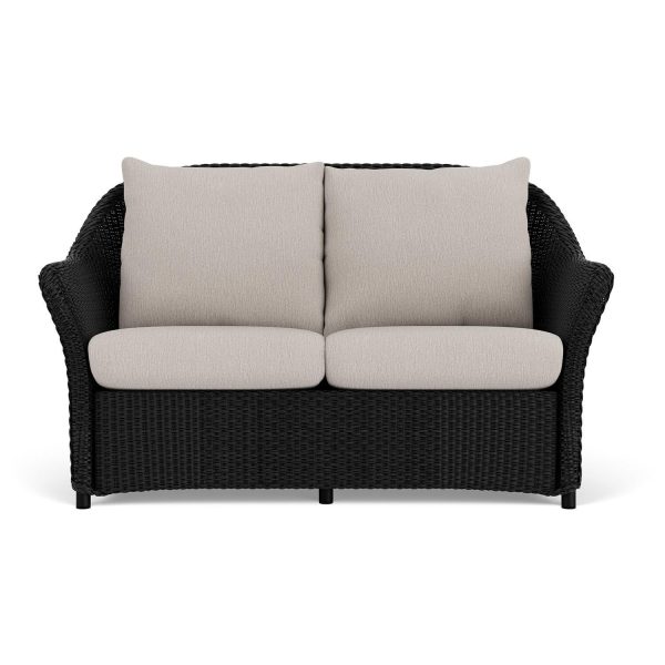 Weekend Retreat Lloyd Loom Loveseat in Ebony/Remy Cloud by Lloyd Flanders