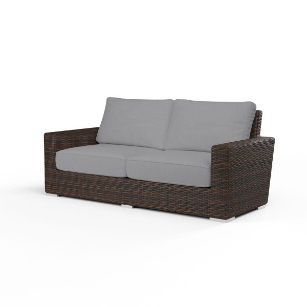 Montecito Wicker Patio Loveseat in Canvas Granite w/ Self Welt By Sunset West