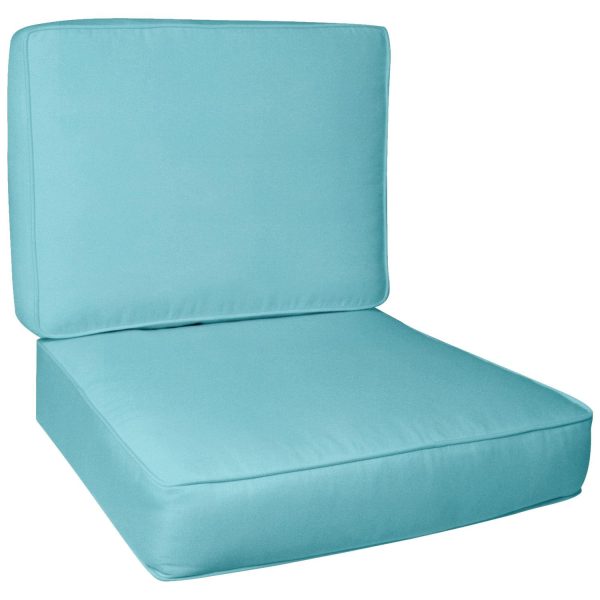 Sunbrella Canvas Aruba Medium Outdoor Replacement Club Chair Cushion Set w/ Piping by BBQGuys Signature