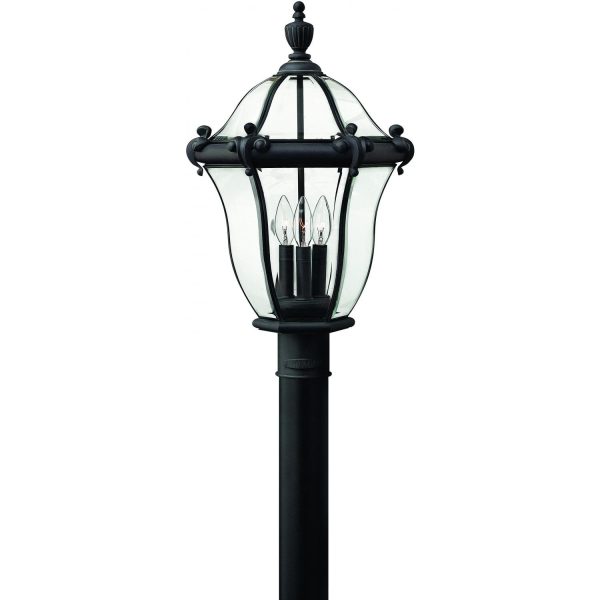Hinkley Lighting San Clemente Three Light 23-Inch Outdoor Post Light - Museum Black - 2441MB