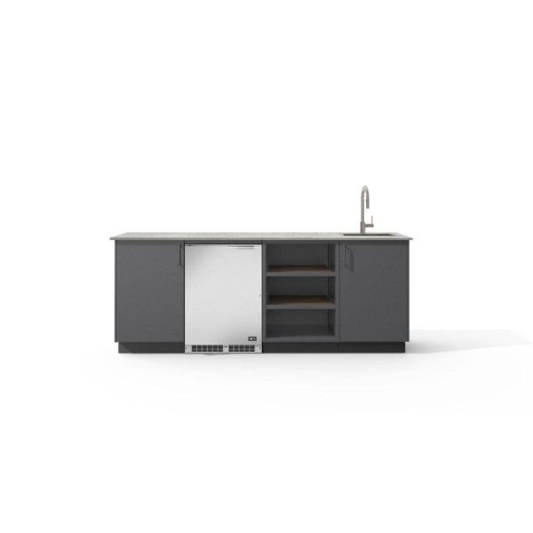 Urban Bonfire Celeste Outdoor Kitchen w/ DCS 24-Inch 5.3 Cu. Ft. Refrigerator, Keon Dekton Countertop & Anthracite Finish - B-Celeste-Keon-Anthracite